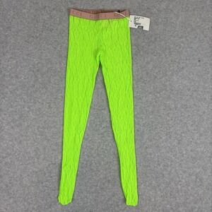NEW Gucci Tights Neon Green Size Small Authentic Spell Out Waistband Italy